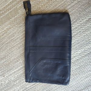 Vintage 1980s navy leather clutch purse